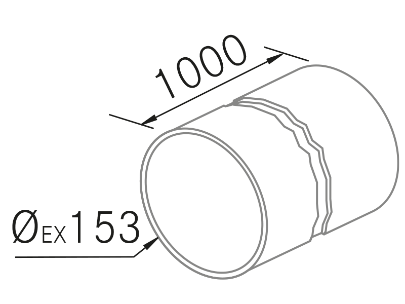 Hottes - Conducto redondo 1m. Ø150 - Dessin technique