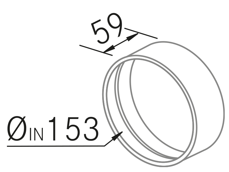 Hottes - Conector conducto redondo Ø150 - Dessin technique