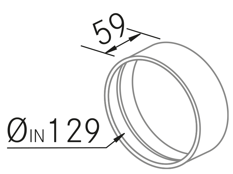 Hottes - Conector conducto redondo Ø125 - Dessin technique