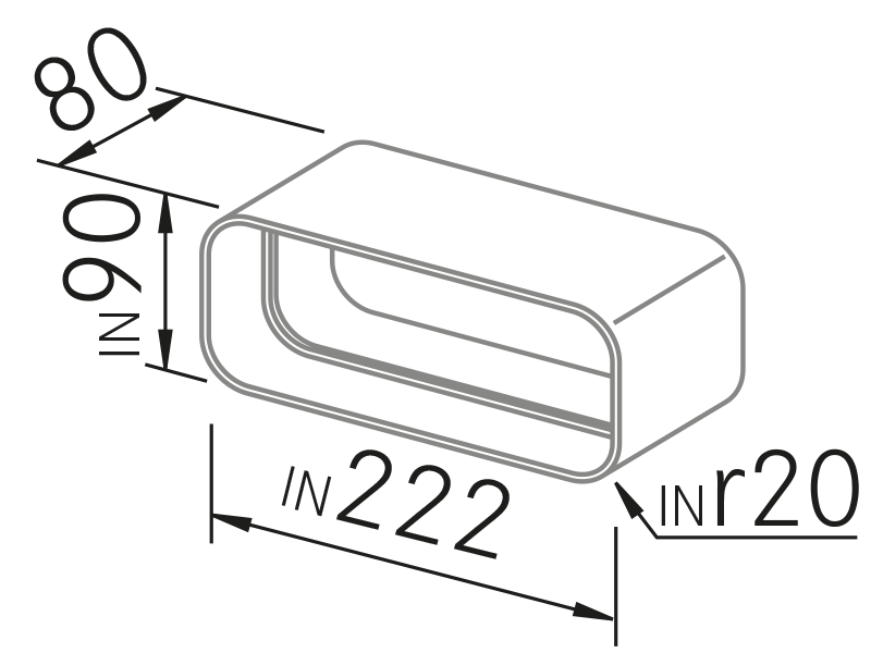 Hottes - Conector conducto plano - Dessin technique