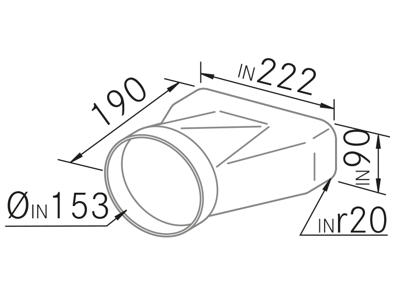 Hottes - Adaptador plano a redondo - Dessin technique