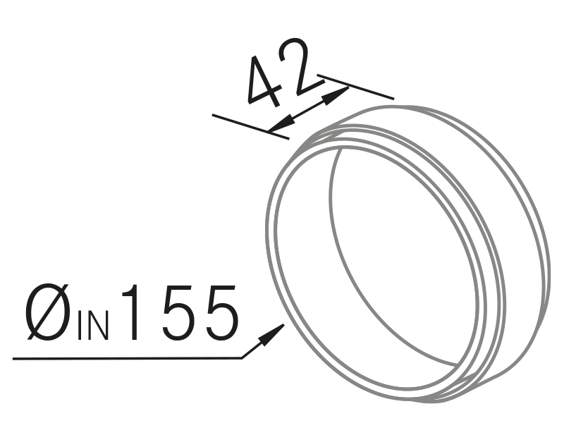 Hottes - Conector conducto redondo Ø150 - Dessin technique