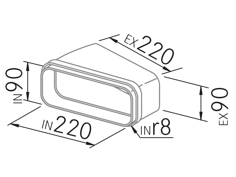 Hottes - Codo horizontal 15º plano - Dessin technique