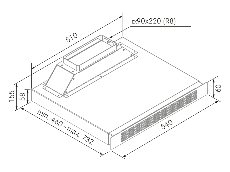 Hottes - Filtros textiles de carbón activo - Dessin technique